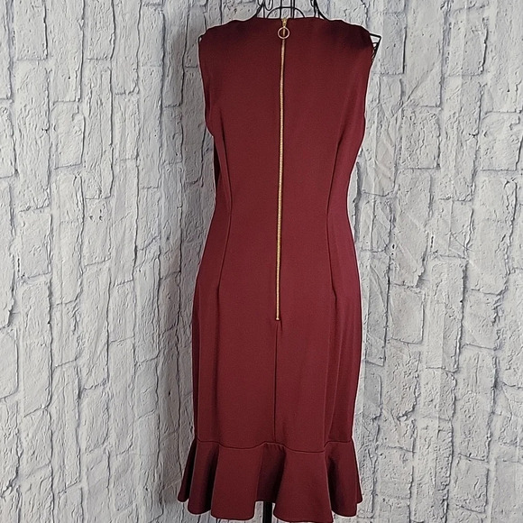 TAYLOR Ruffled Maroon Bow Aline Dress Size‎ 6 - Picture 7 of 8